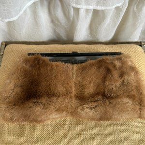 Vintage 1950s 1960s Mink and Patent Leather Clutch